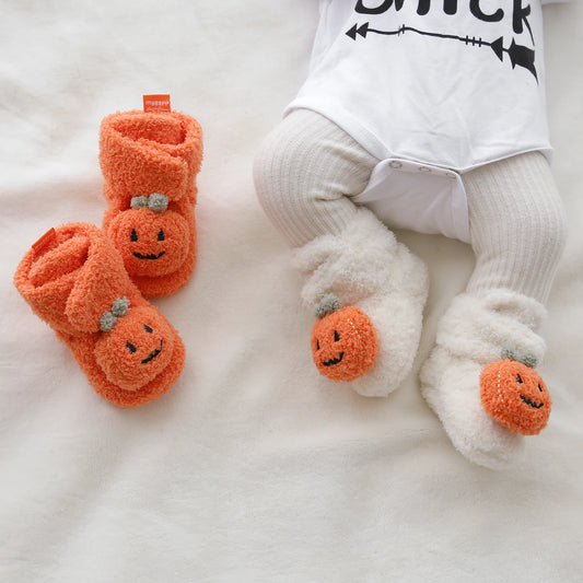 Halloween Pumpkin Baby Booties Stay On Slippers