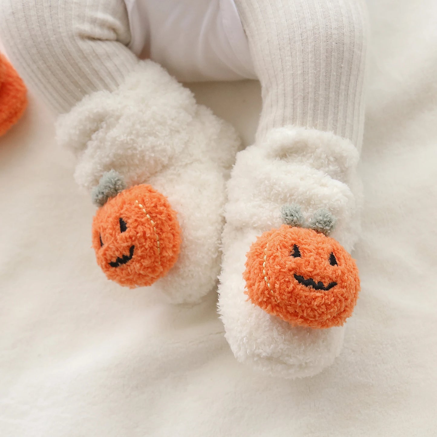 Halloween Pumpkin Baby Booties Stay On Slippers