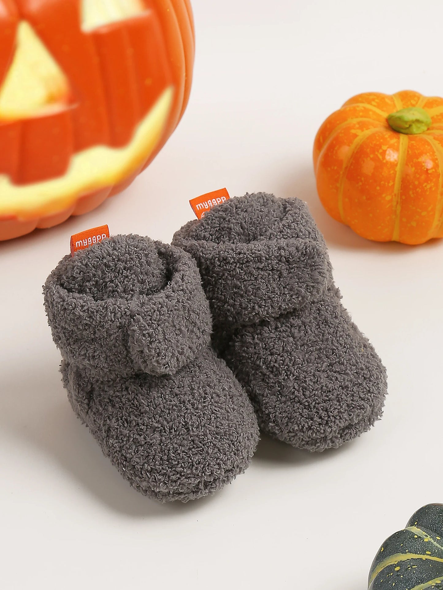 Halloween Pumpkin Baby Booties Stay On Slippers