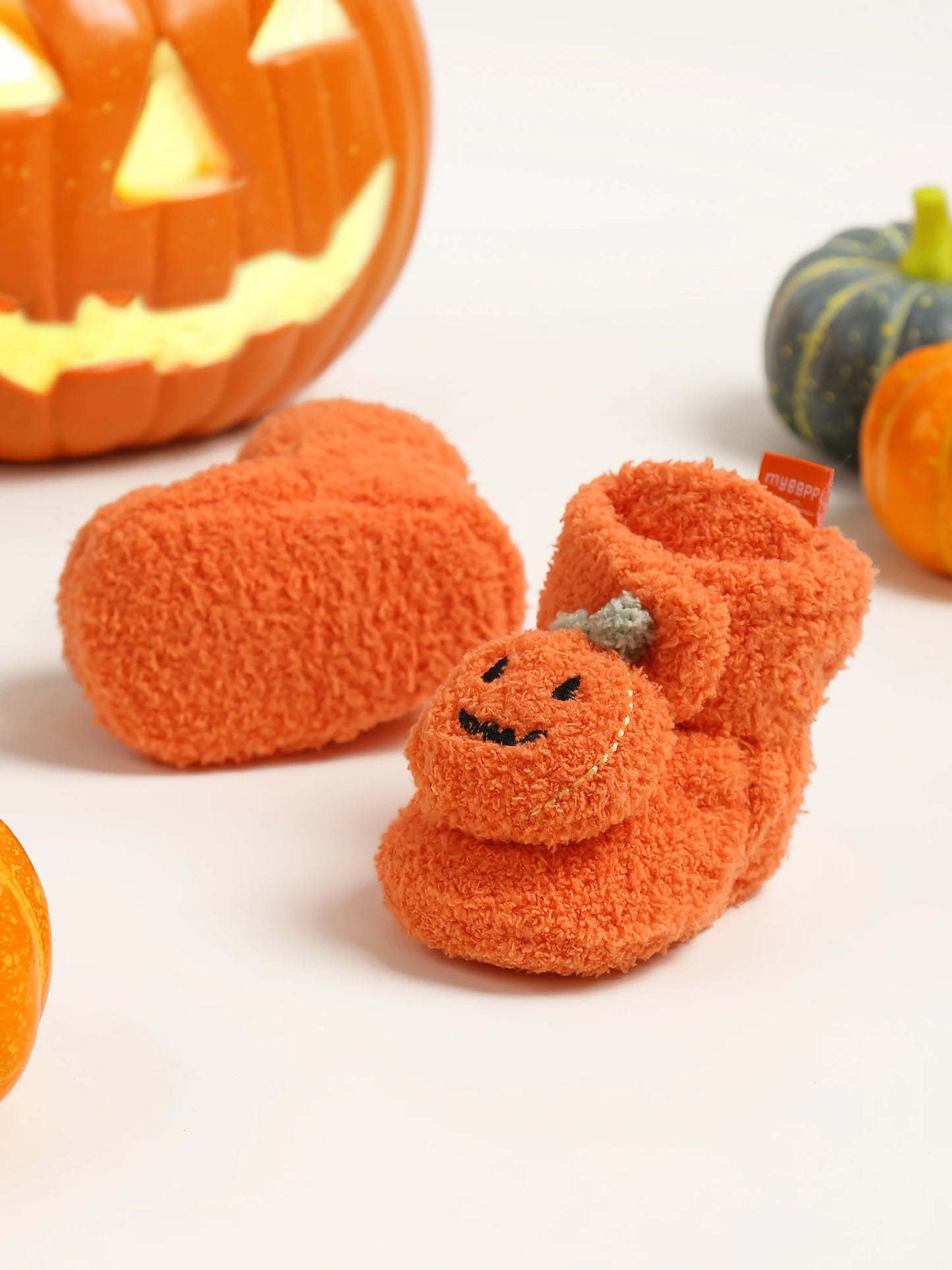 Halloween Pumpkin Baby Booties Stay On Slippers