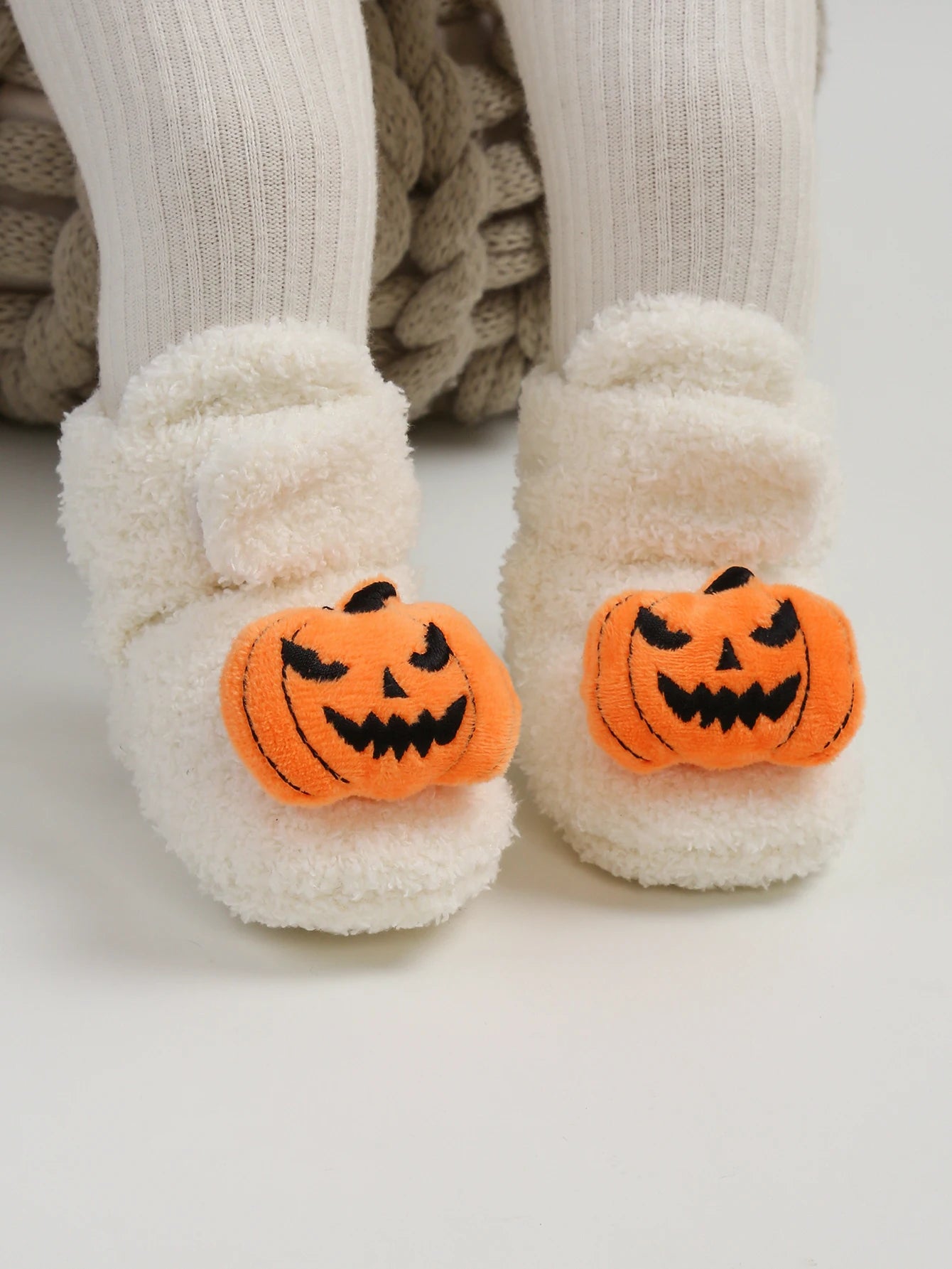 Halloween Pumpkin Baby Booties Stay On Slippers