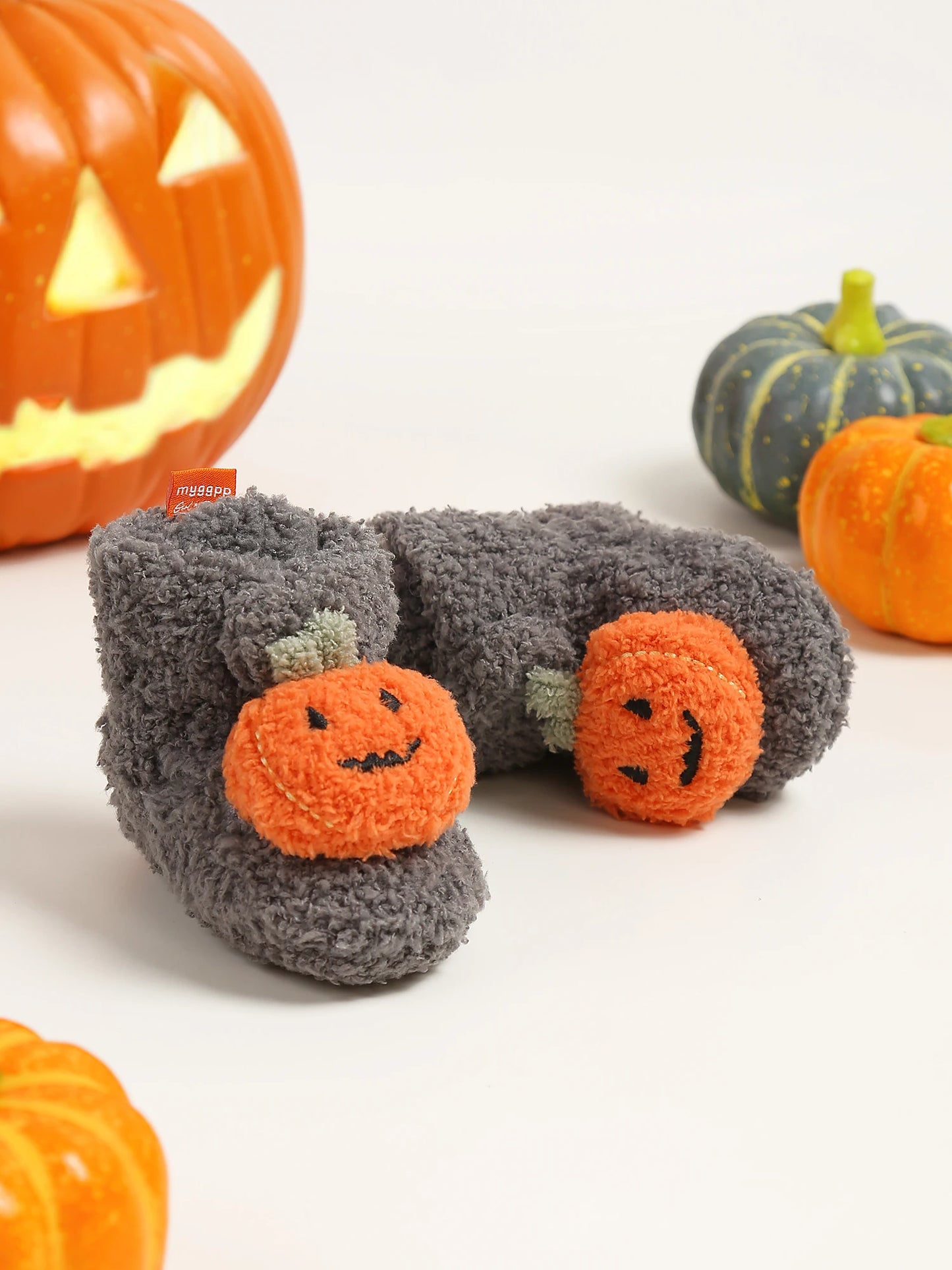 Halloween Pumpkin Baby Booties Stay On Slippers