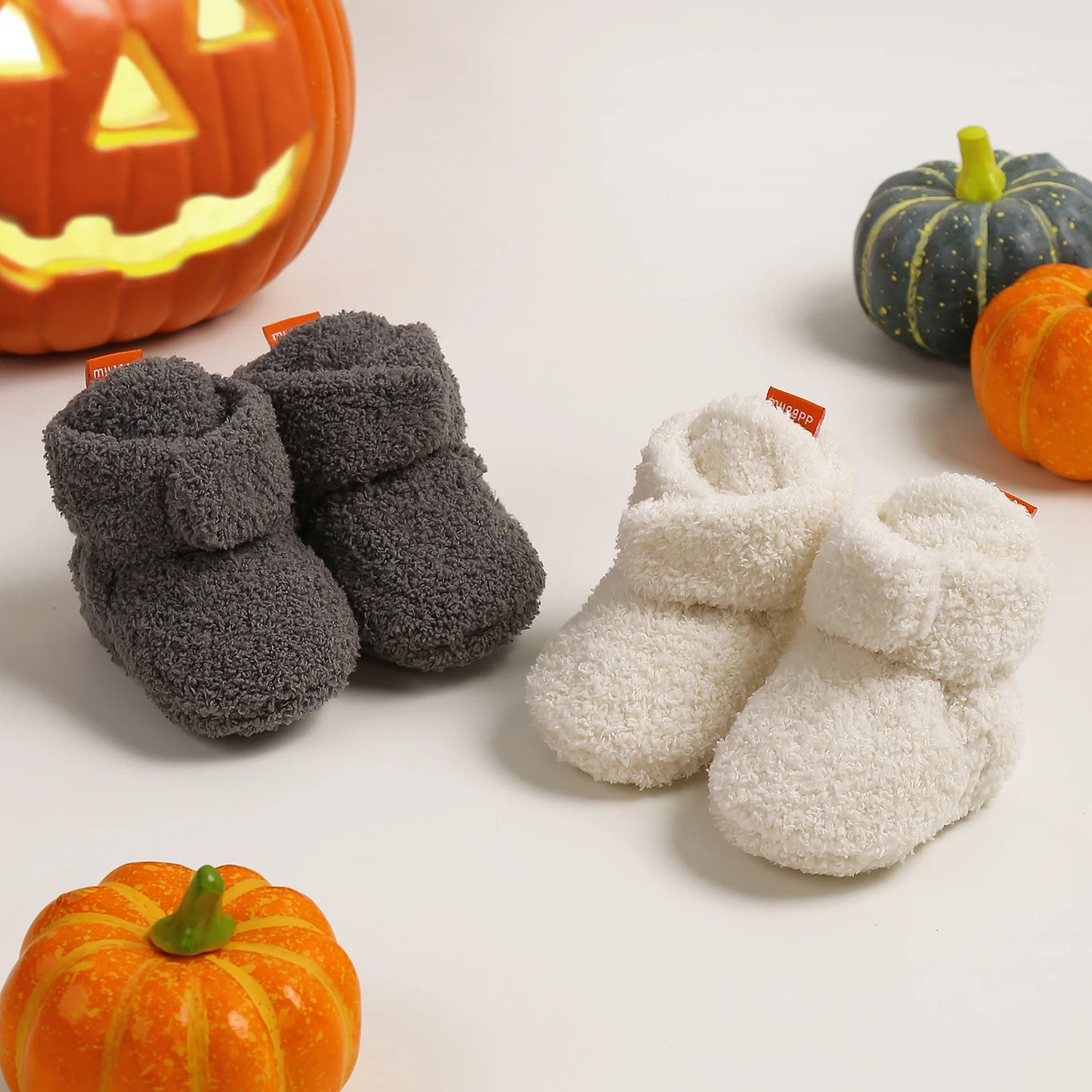 Halloween Pumpkin Baby Booties Stay On Slippers
