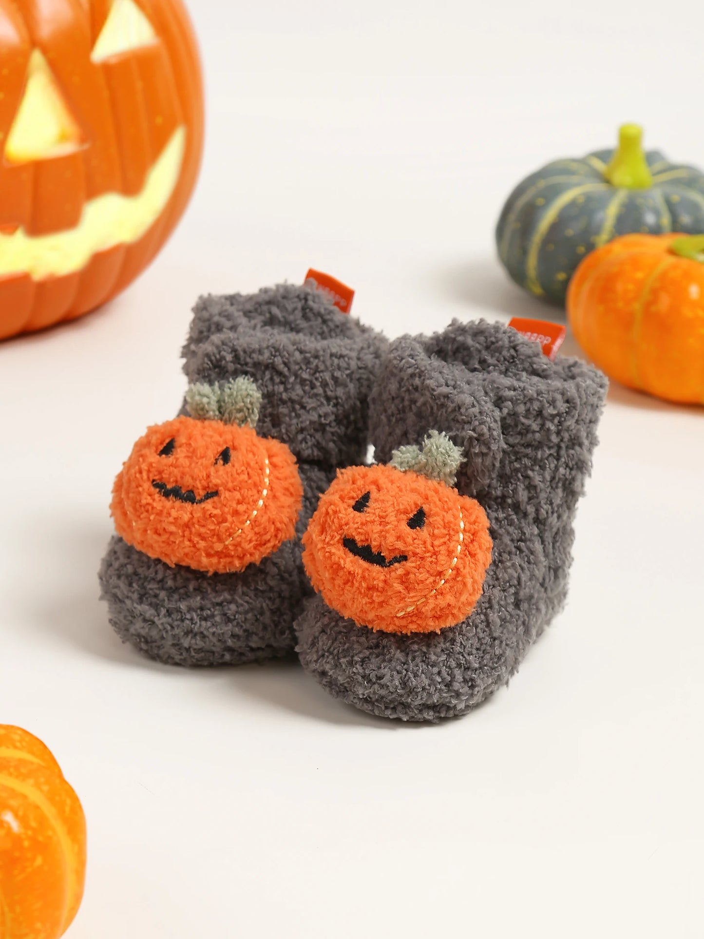 Halloween Pumpkin Baby Booties Stay On Slippers