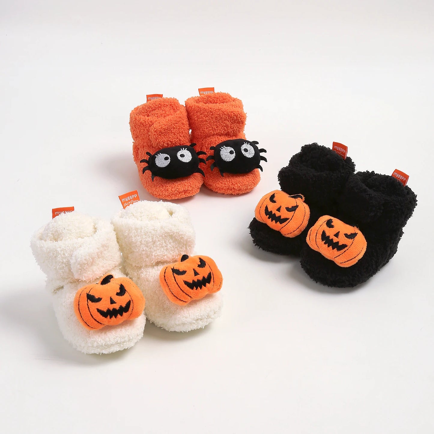 Halloween Pumpkin Baby Booties Stay On Slippers