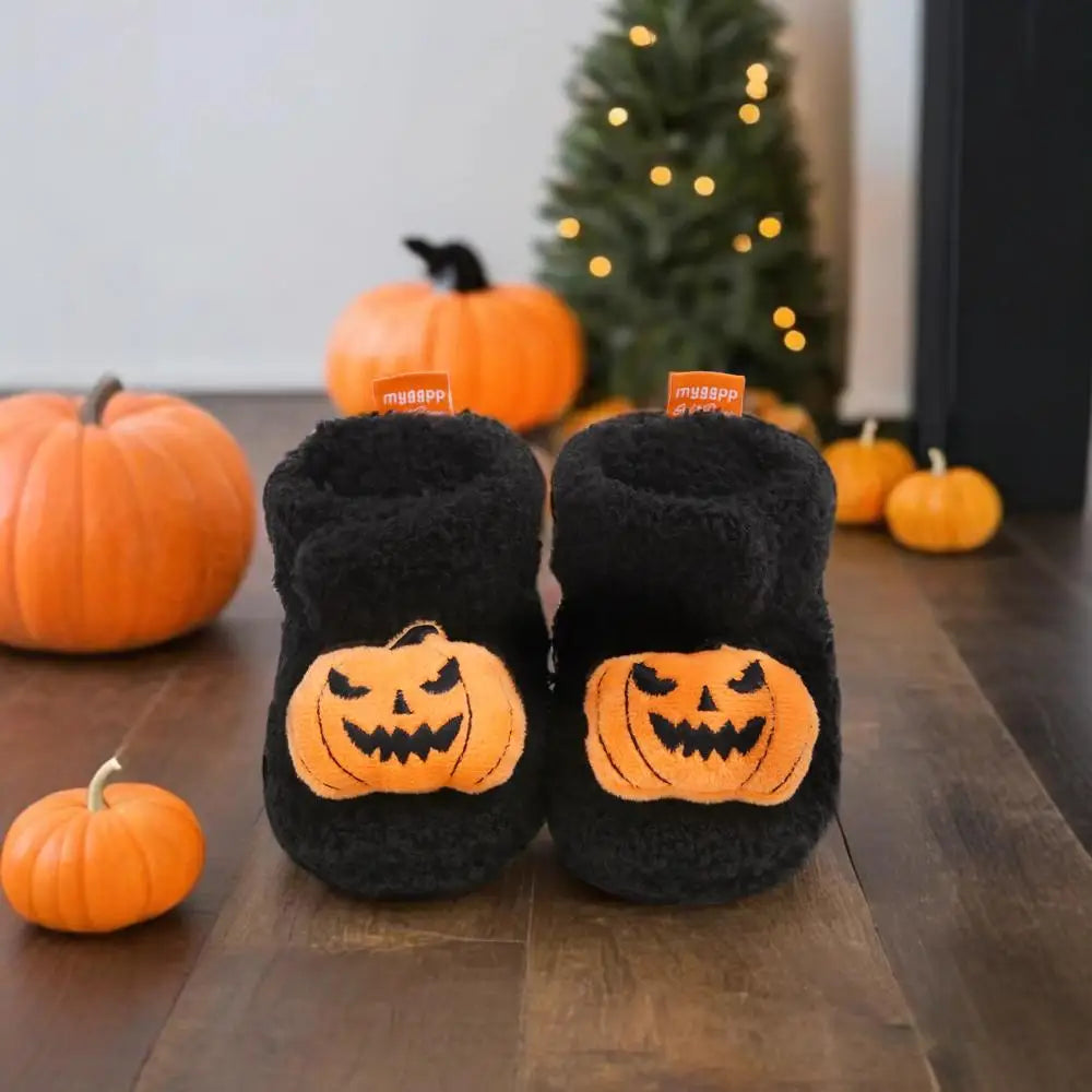 Halloween Pumpkin Baby Booties Stay On Slippers