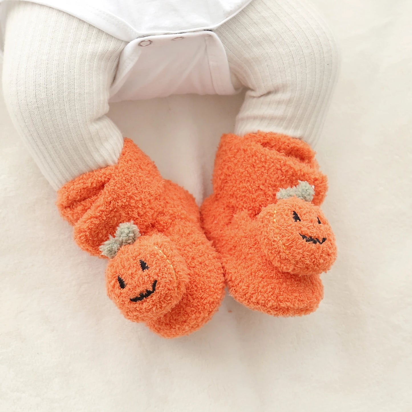 Halloween Pumpkin Baby Booties Stay On Slippers