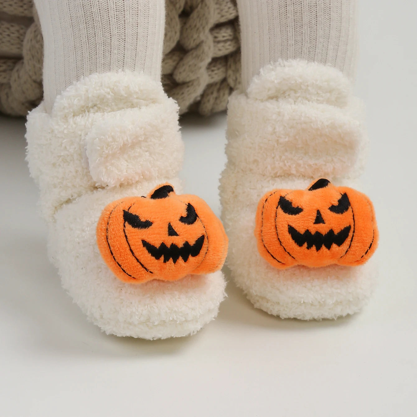 Halloween Pumpkin Baby Booties Stay On Slippers