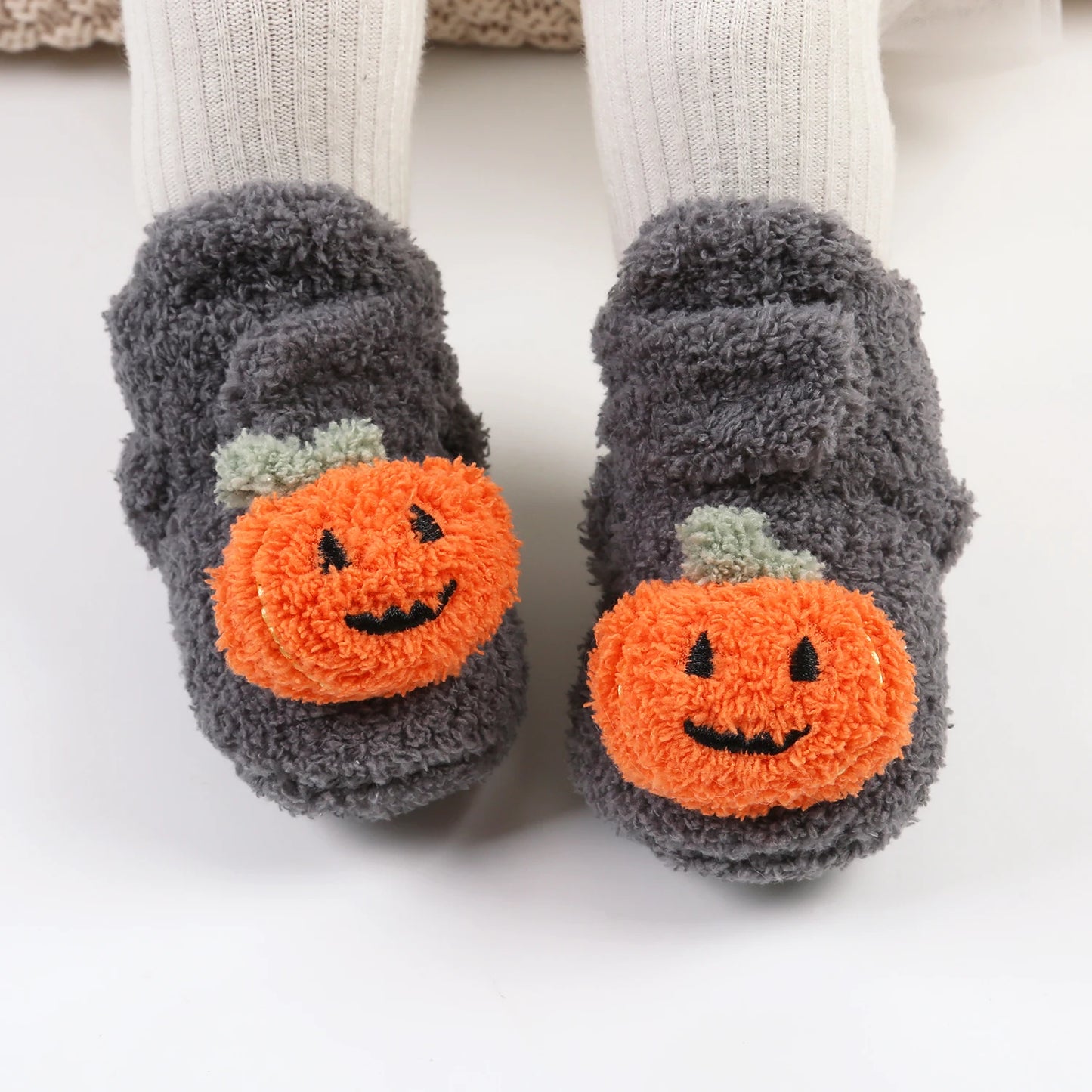 Halloween Pumpkin Baby Booties Stay On Slippers
