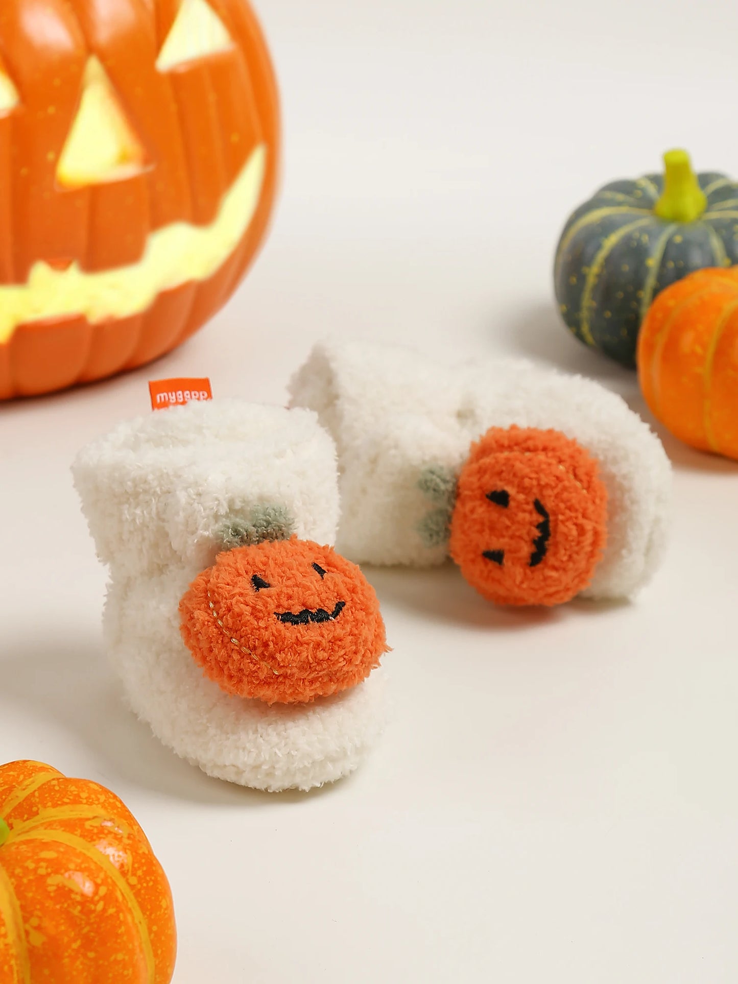 Halloween Pumpkin Baby Booties Stay On Slippers
